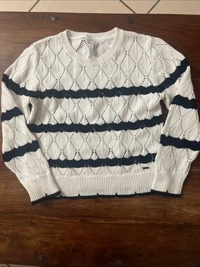 Pepe Jeans girl’s Cream and Navy Stripe Knit Sweater